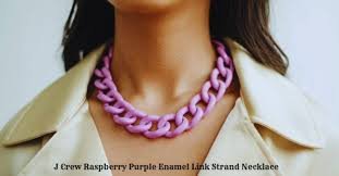 J Crew Raspberry Purple Enamel Link Strand Necklace